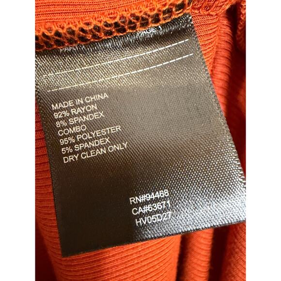 Laundry by Shelli Segal Dress Sleeveless Collar Rust Belt Ribbed Knit Chic 4 - Picture 3 of 6